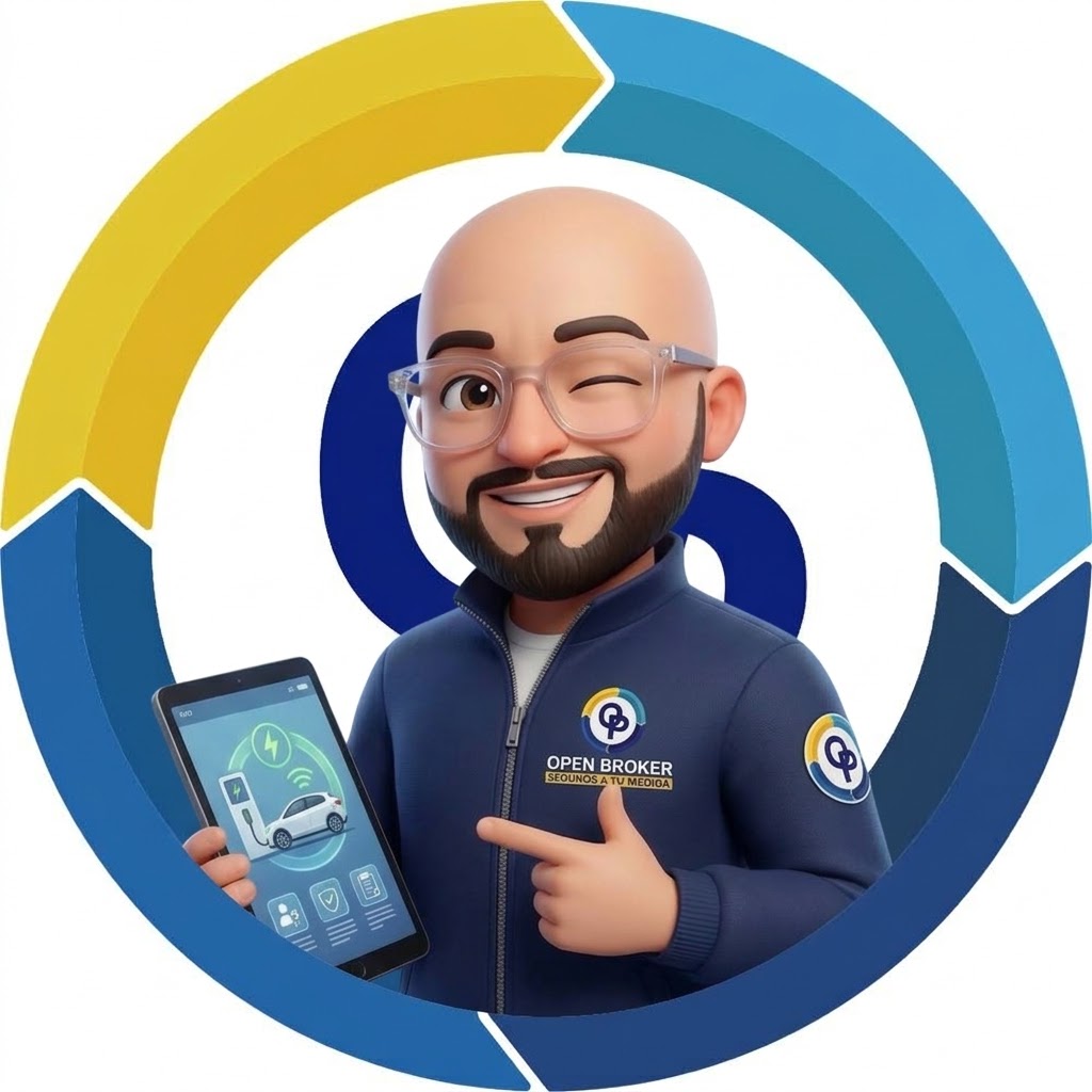 Avatar de Open Broker presentando un vehículo eléctrico en su tableta